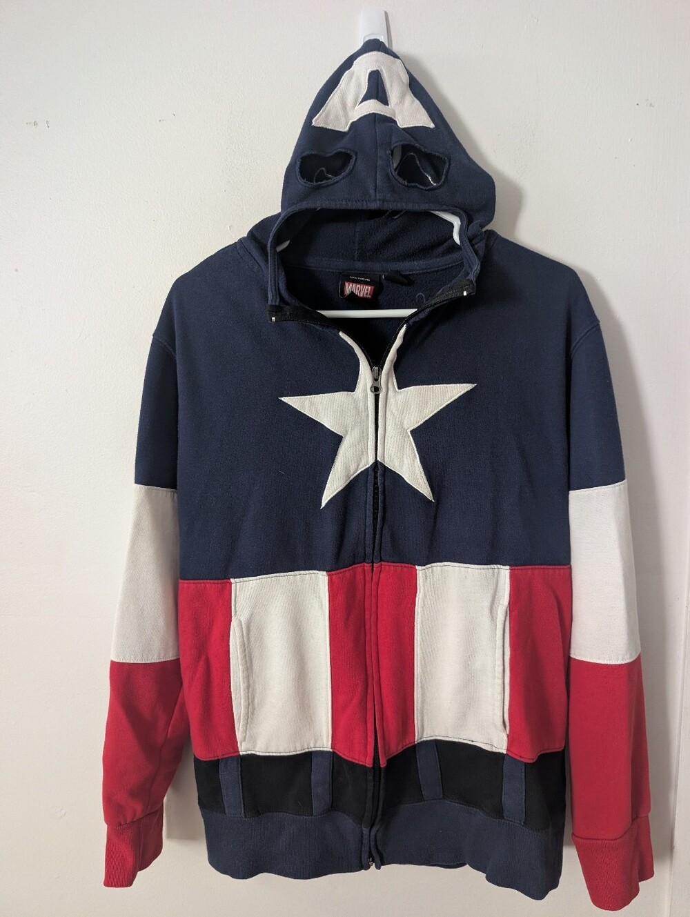 Marvel Captain America Mens Hooded Mask Zip Up Hoodie M